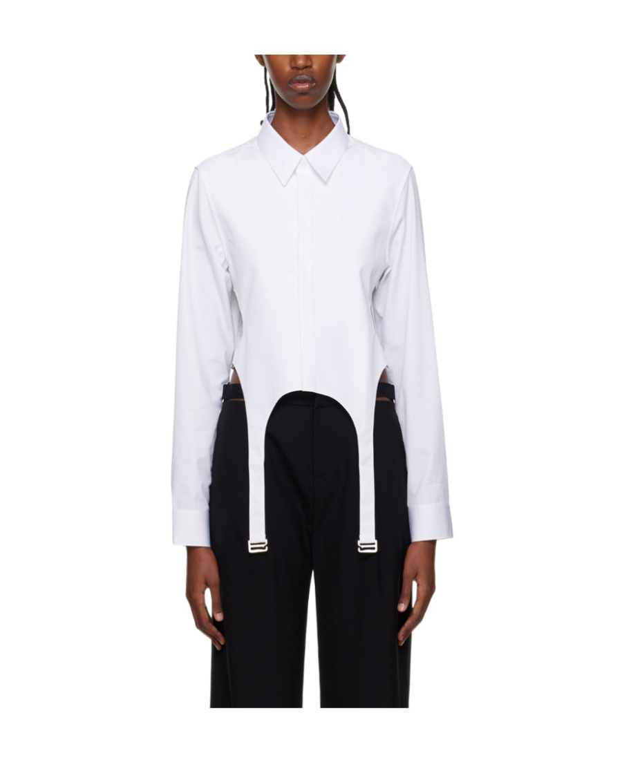 Shop Dion Lee Garter Bib Long-sleeve Shirt In White