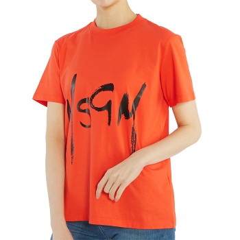 Msgm Logo T-shirt In Orange