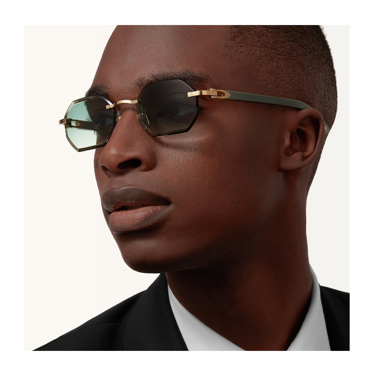 Cartier Geometric Frame Sunglasses In Green