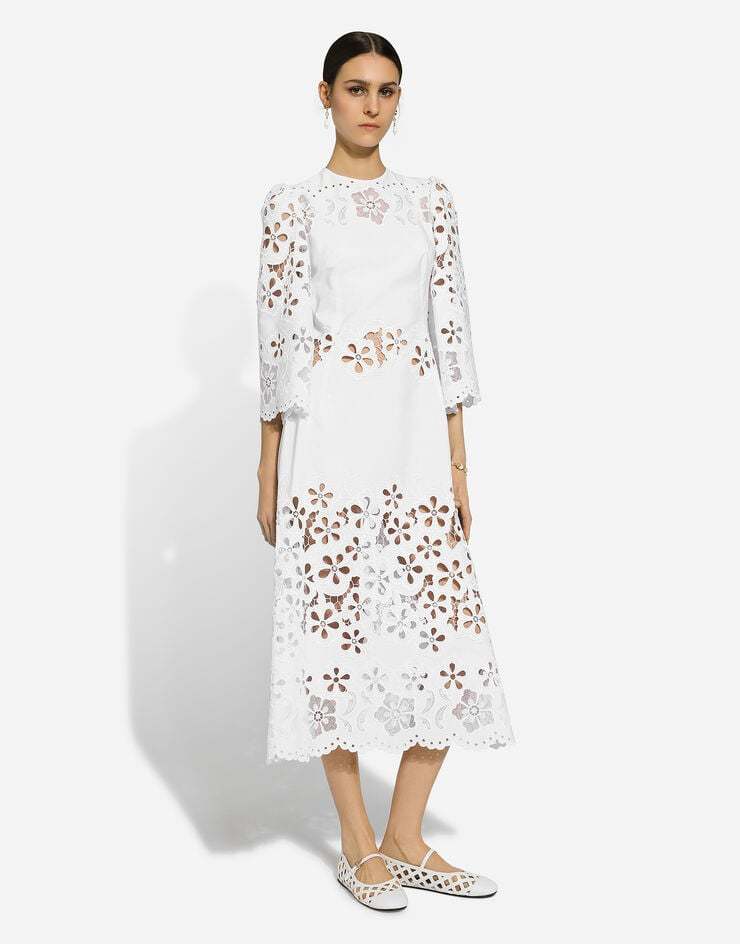 Dolce & Gabbana Cut-out Stretch-cotton Midi Dress In White