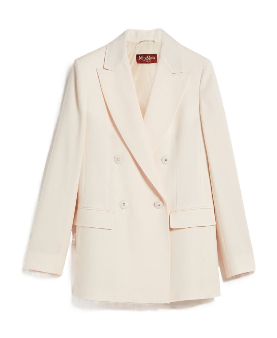 Max Mara Wool Double-breasted Suit Jacket In White