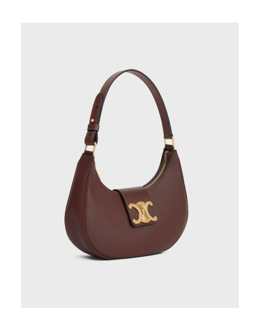 Celine Ava Triomphe Medium Leather Shoulder Bag In Brown