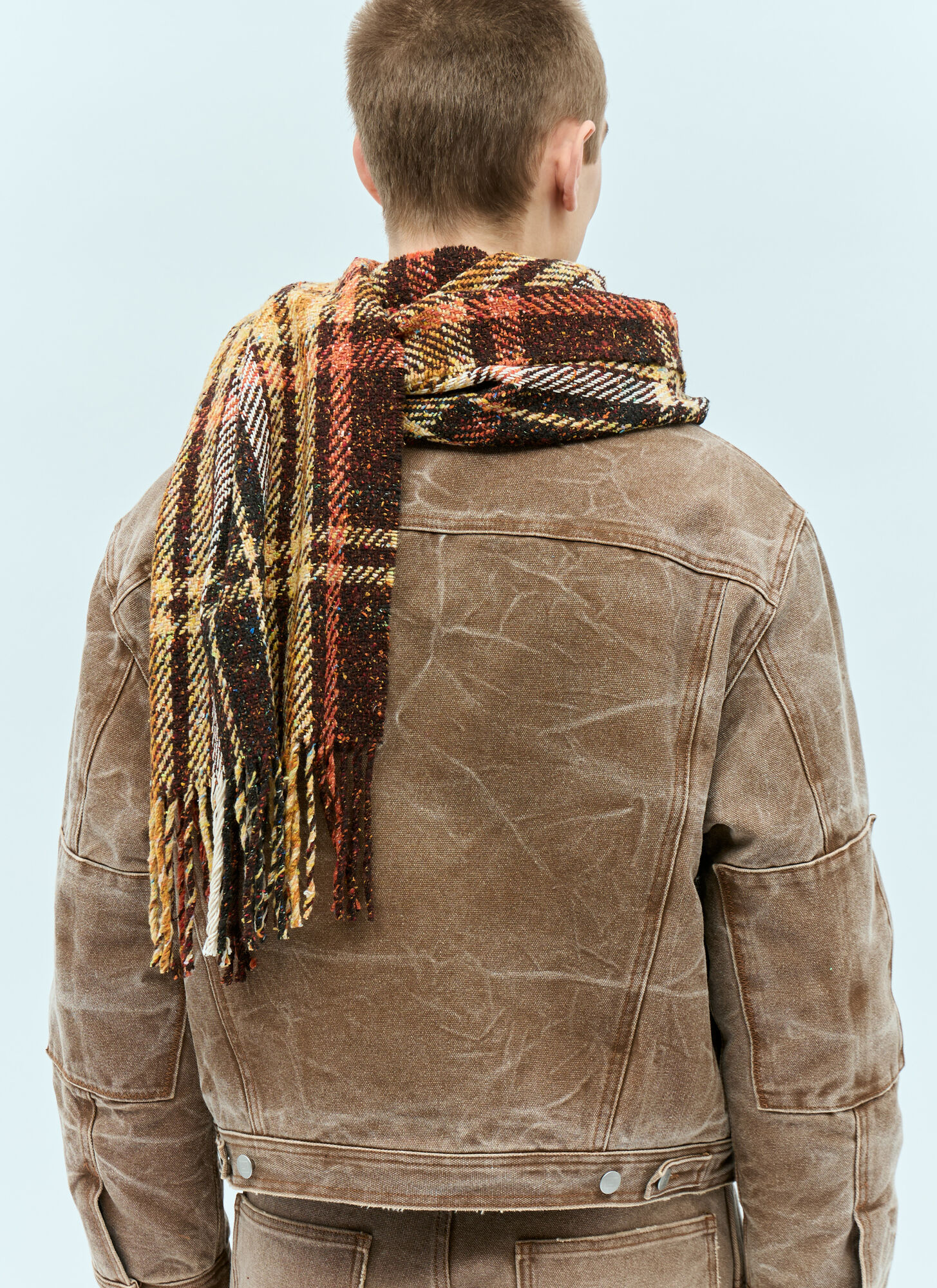 Shop Acne Studios Checked Tassel Scarf In Multicolor