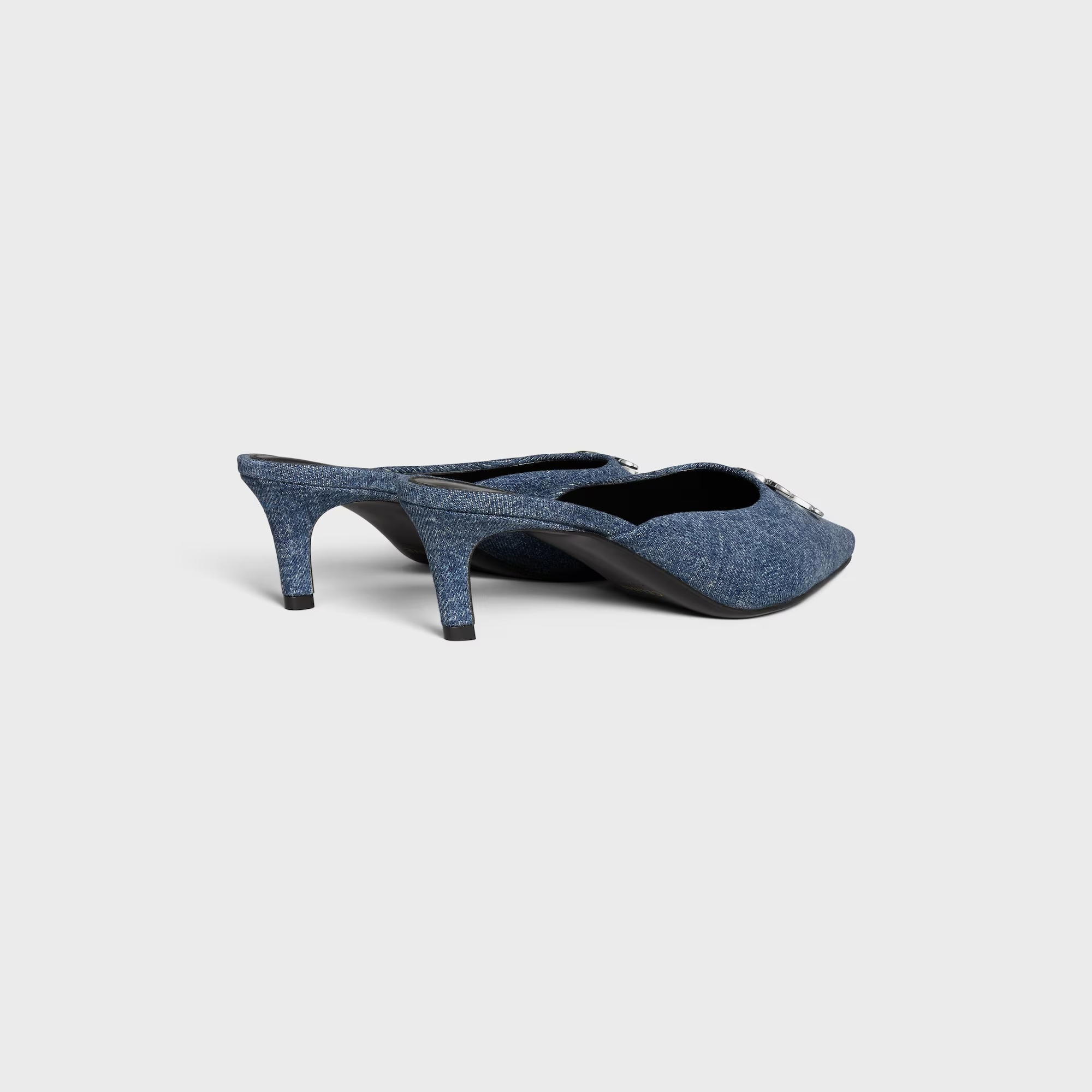 Celine Alma Triomphe Mule In Denim In Blue