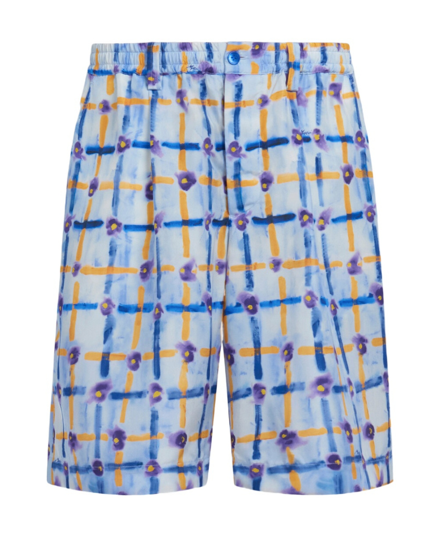 Marni Bermudas Aus Seide Mit Print In Blue