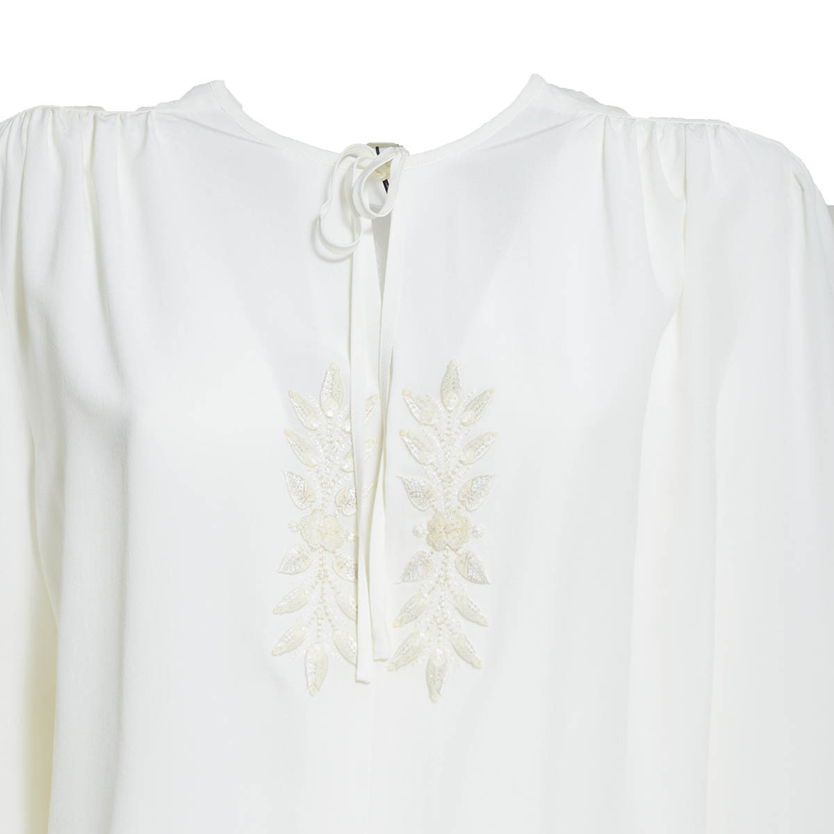 Etro Leaf-embroidered Silk Blouse In White