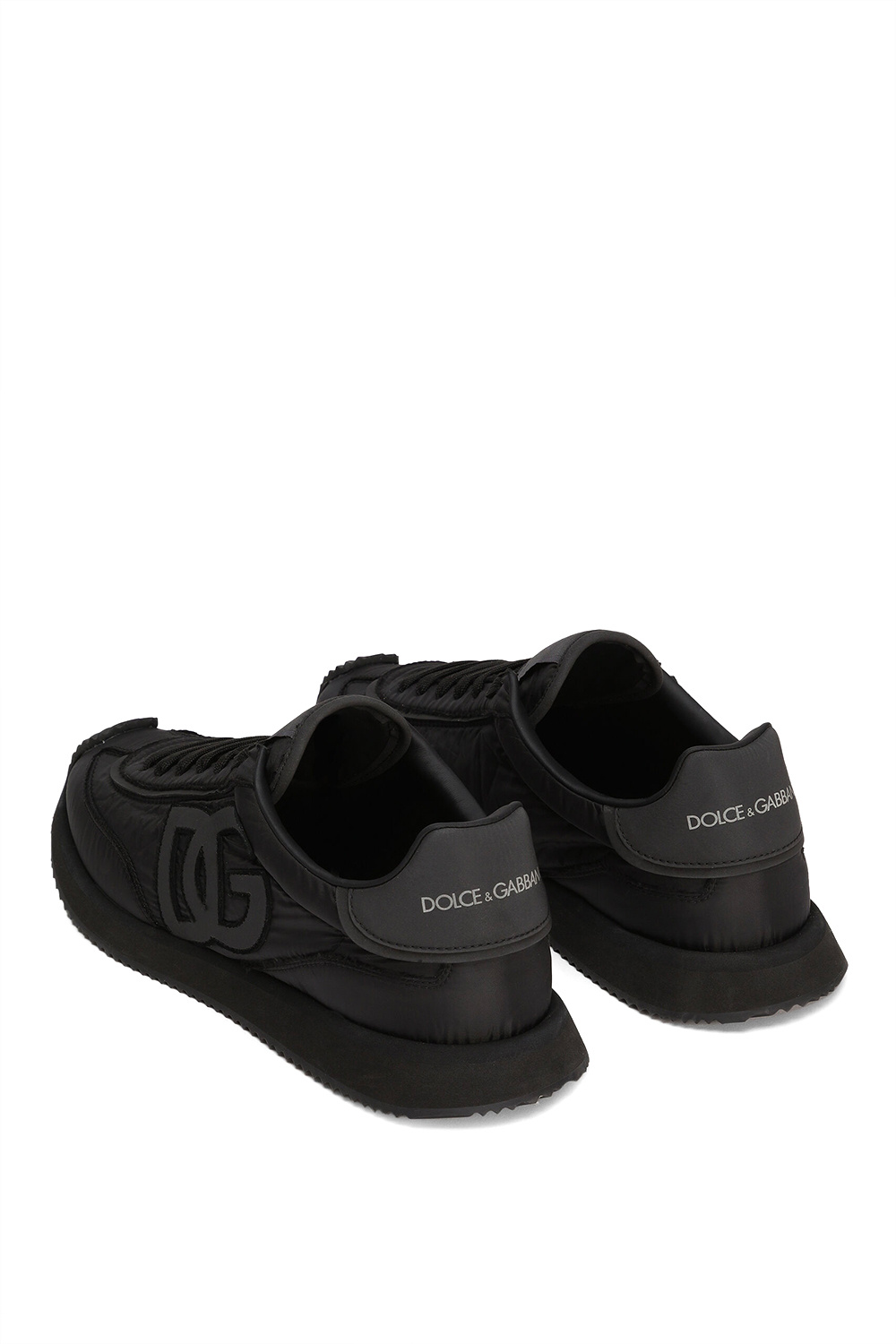 Dolce & Gabbana Low-top Nylon Sneakers With Leather Inserts In Brown