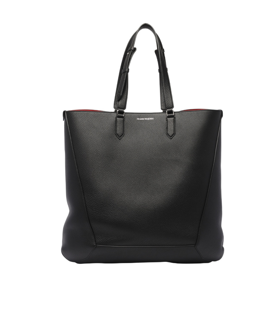 Alexander Mcqueen The Edge Leather Tote Bag In Black