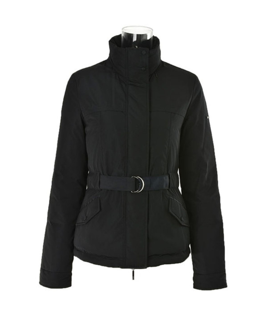Shop Armani Jeans Long-sleeved Down Jacket In Black