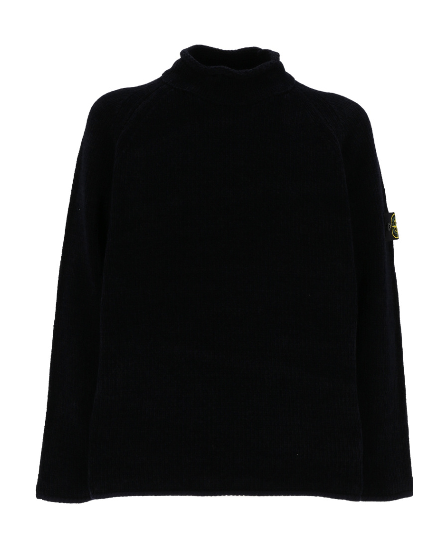 Stone Island Ribbed Wool Turtleneck Sweater Clothing In Blue