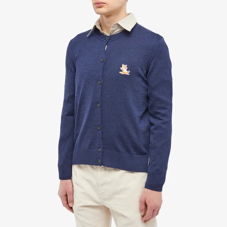 Maison Kitsuné Logo-patch Buttoned Cardigan In Black