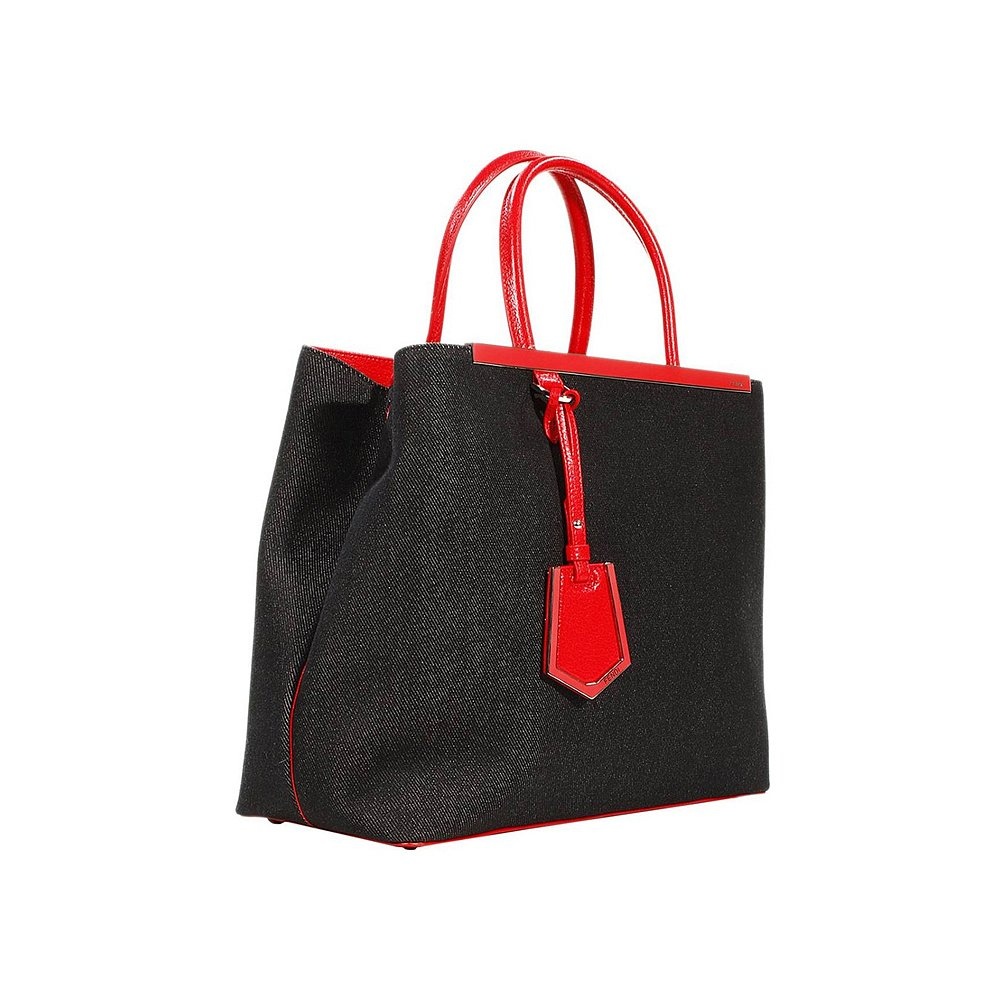 Fendi Logo Details Handbag In Black