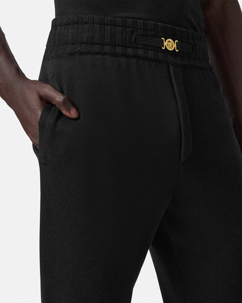 Versace Medusa Biggie Cashmere-blend Track Pants In Black