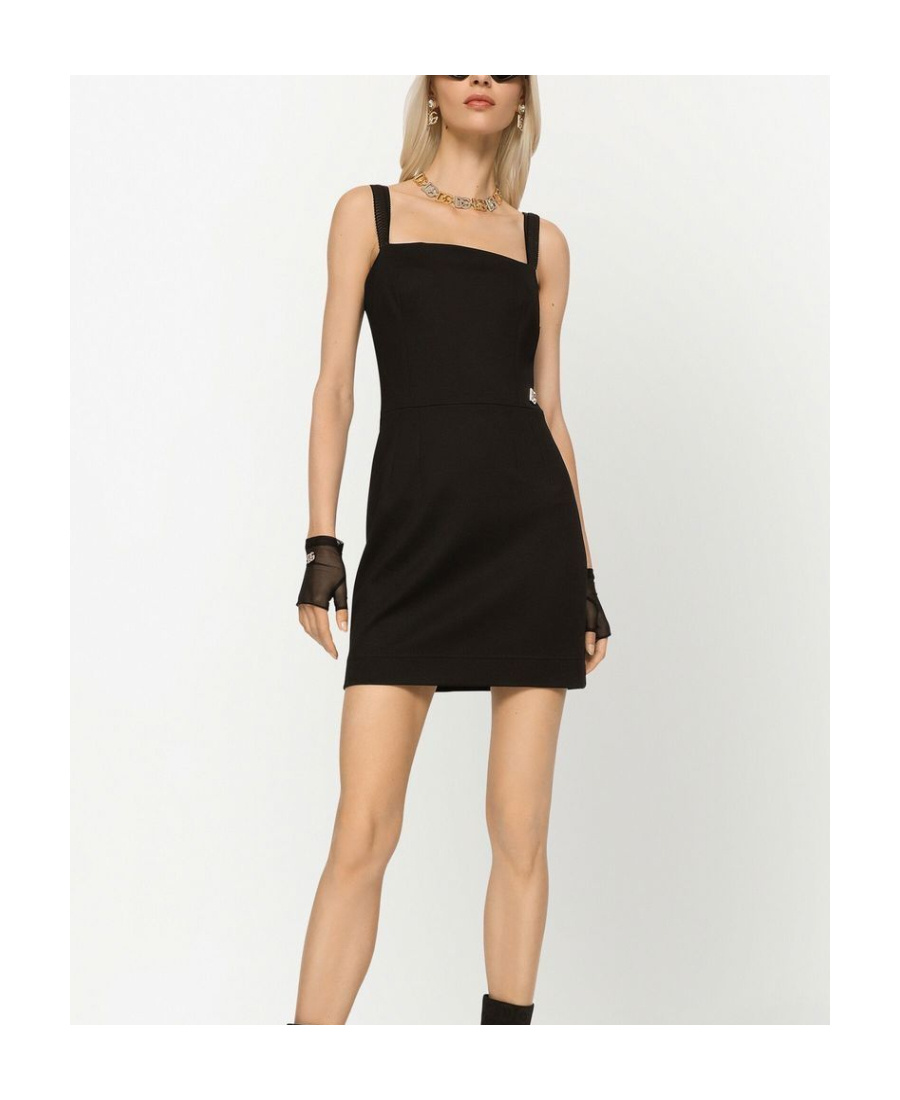 Dolce & Gabbana Logo Plaque Sleeveless Mini Dress In Brown