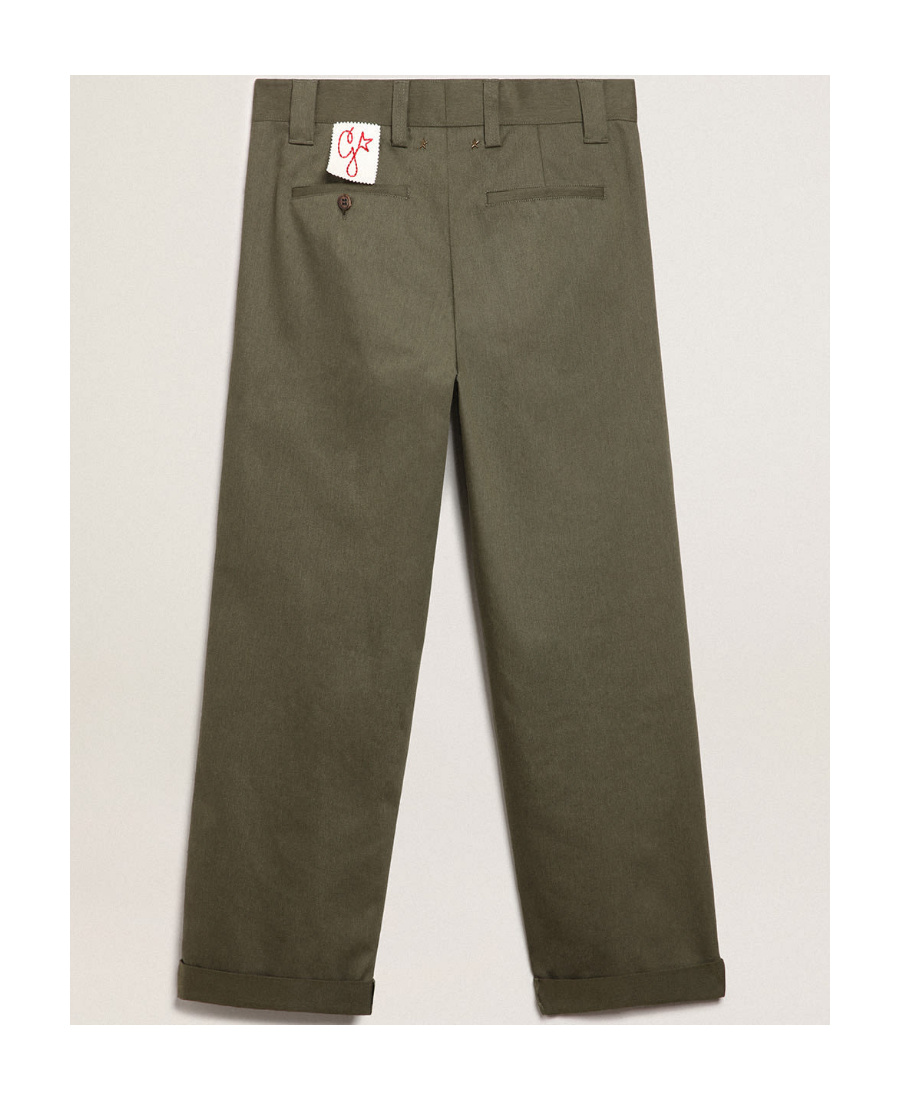 Golden Goose Relaxed Fit Chino Skate Pants With Subtle Sheen In Green