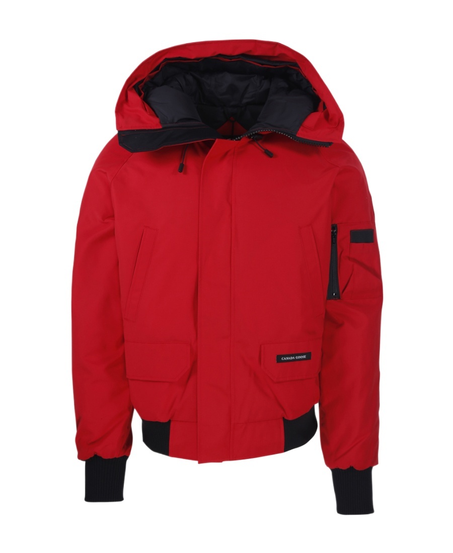 Shop Canada Goose Logo Down Jacket In Red