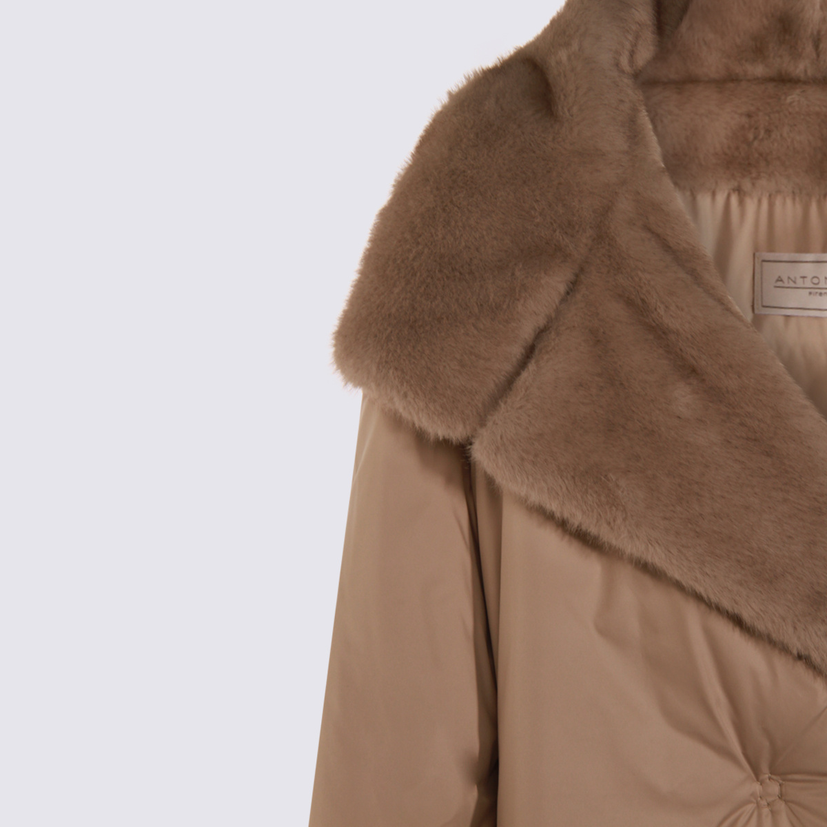 Antonelli Fur Collar Long-sleeved Coat In Gray