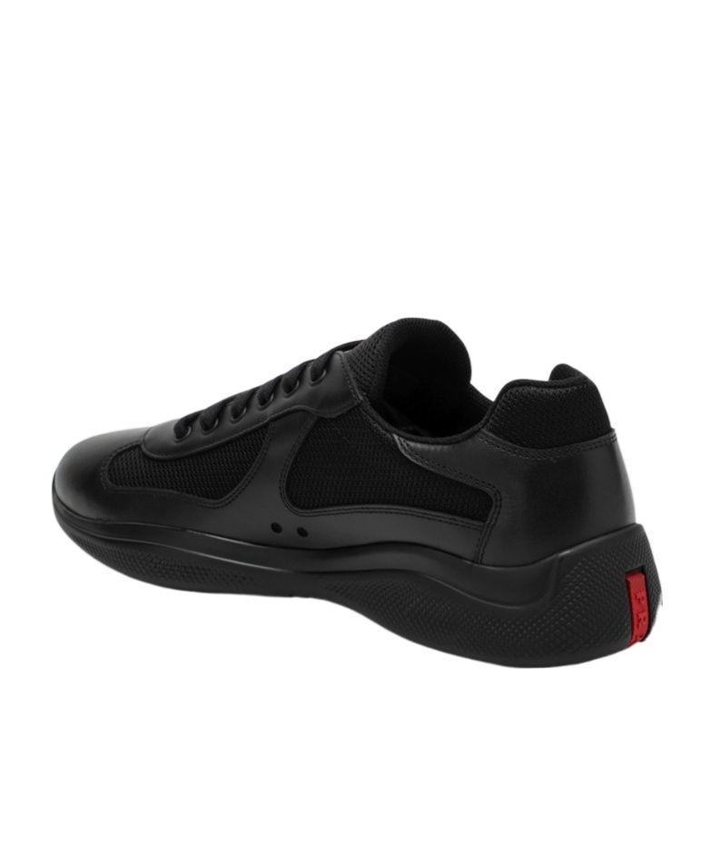 Prada Fabric And Leather America S Cup Sneakers In Black