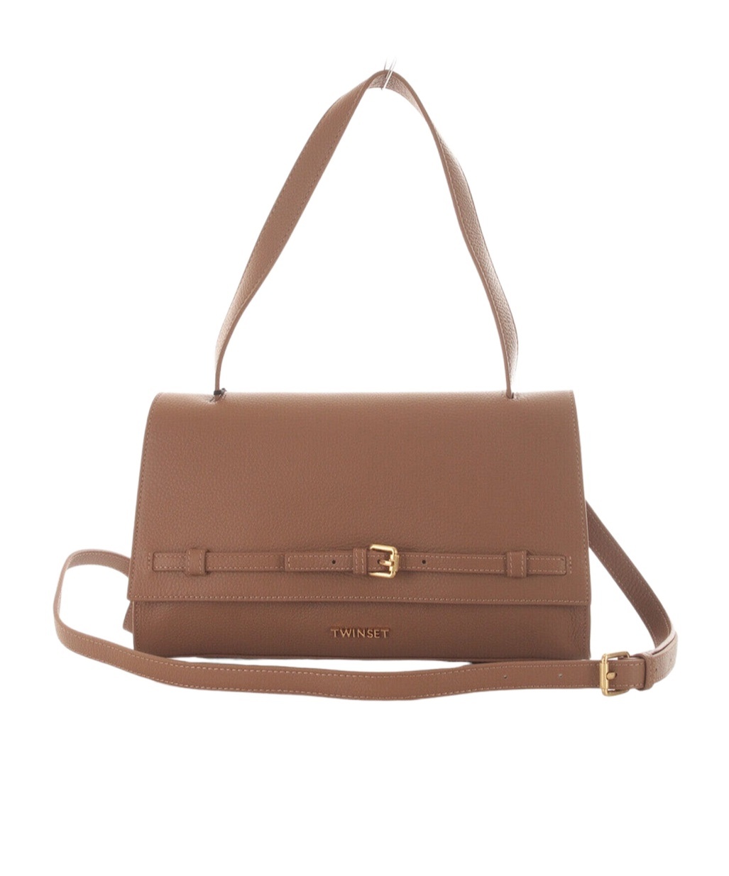 Shop Twinset Flip Large Shoulder Bag In Light Chocolate Color