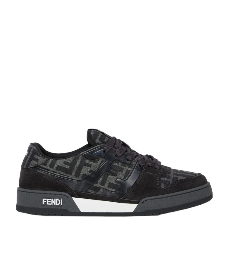Fendi Low-top Round Toe Rubber Sole Sneakers In Black