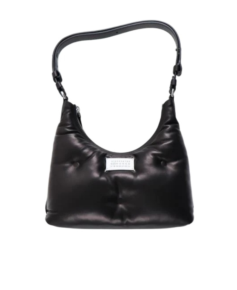 Maison Margiela Black Nappa Leather Small Glam Slam Hobo Shoulder Bag In Black