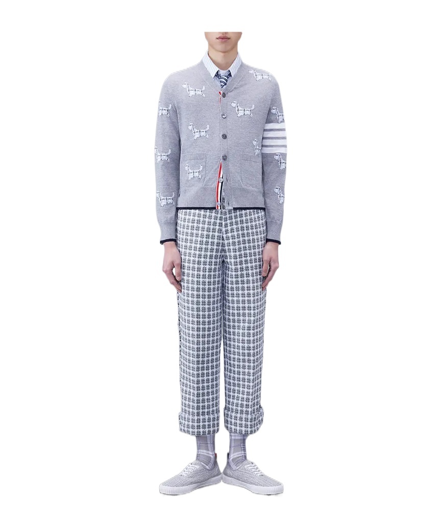 Thom Browne Hector-motif 4-bar Cardigan In Blue