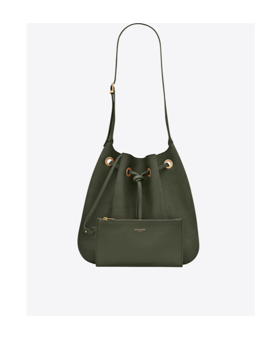 Shop Saint Laurent Paris Vii Medium In Soft Leather In Green
