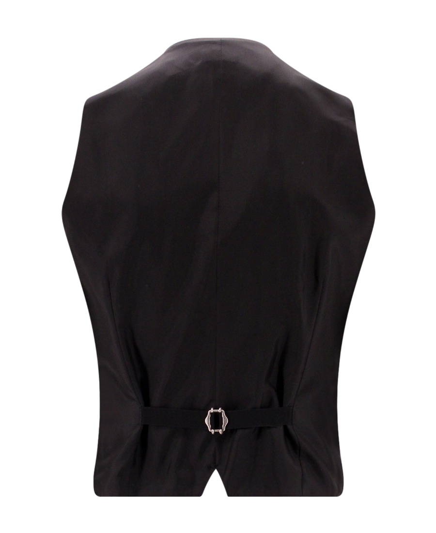 Tagliatore Button-down Cotton Waistcoat In Black