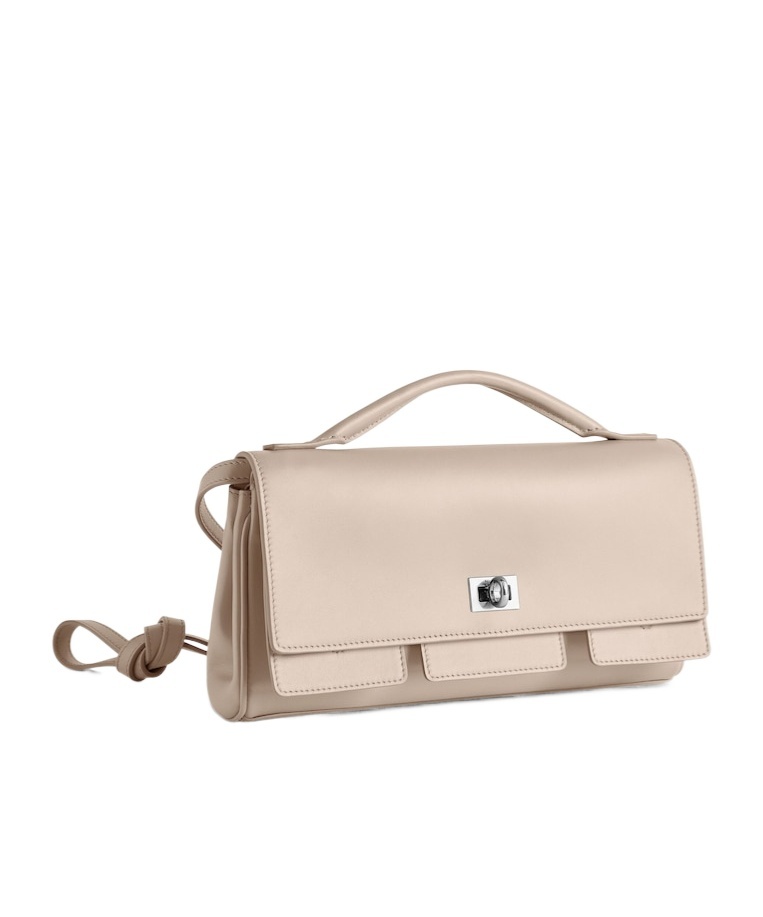 Balenciaga Women's Bel Air Small Clutch On Strap In Almond In Almond-colored