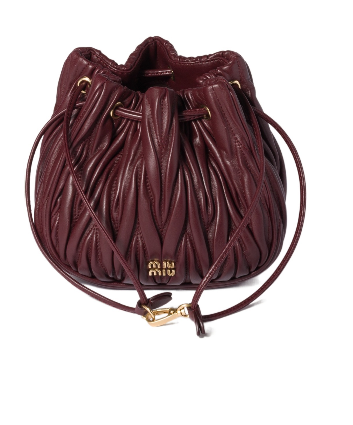 Miu Miu Drawstring Clutch In Burgundy