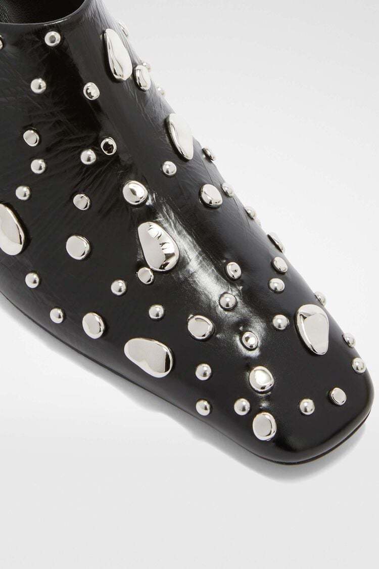 Jil Sander Leather Rivet-embellished Mules 45 In Black