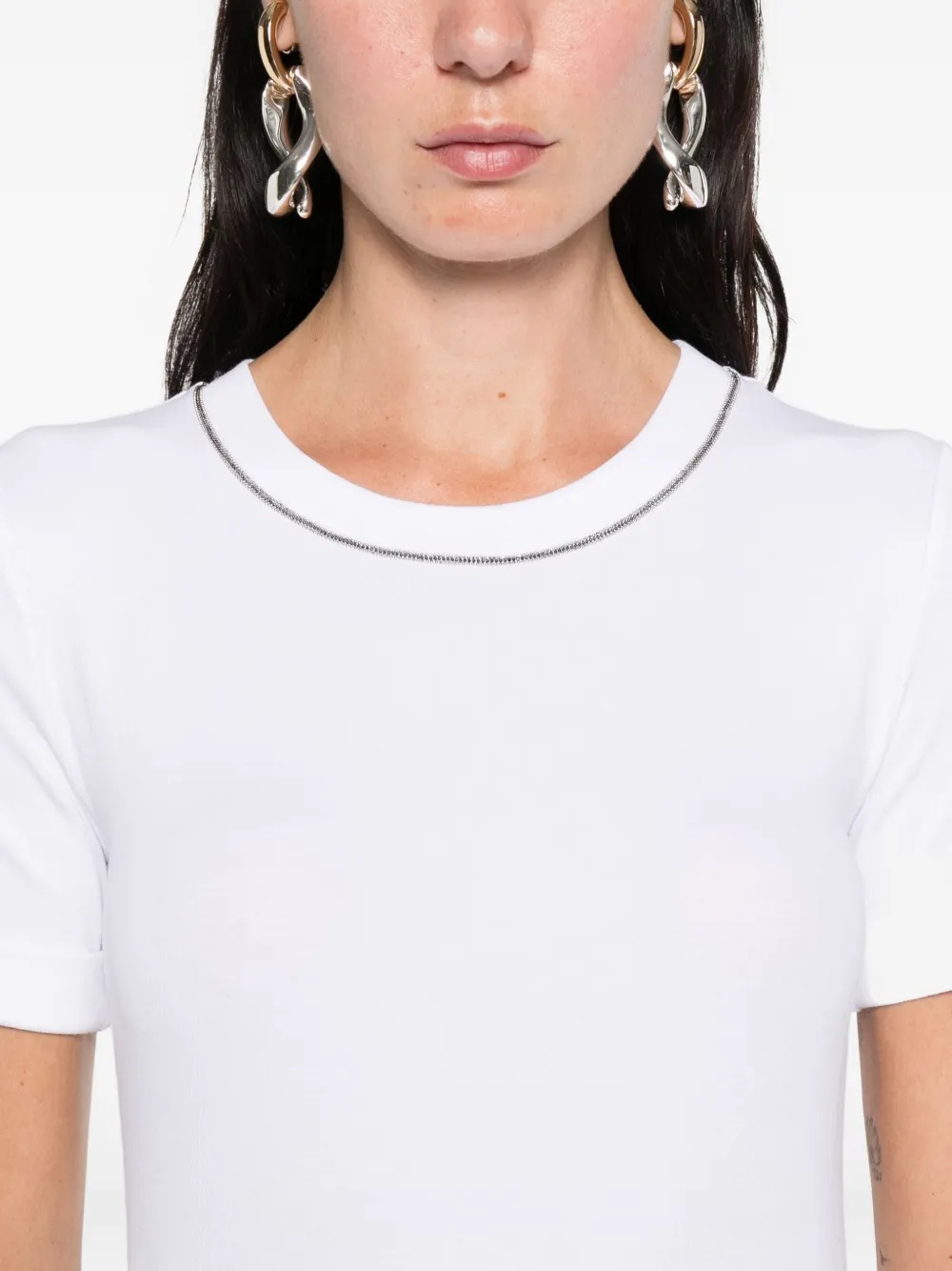 Peserico Chain Link-trim T-shirt In White