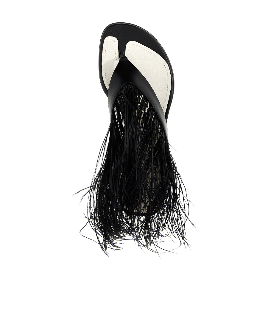 Lanvin Feather Swing 65 Leather Sandals In Black