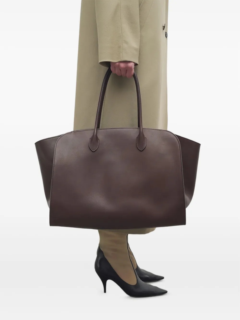The Row Marlo Structured Tote Bag In Black
