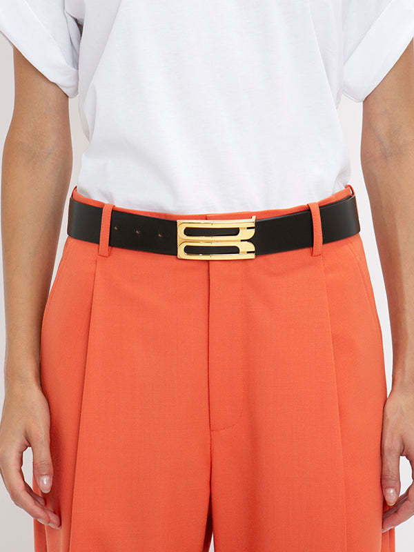 Victoria Beckham Jumbo Frame Leather Belt In Black