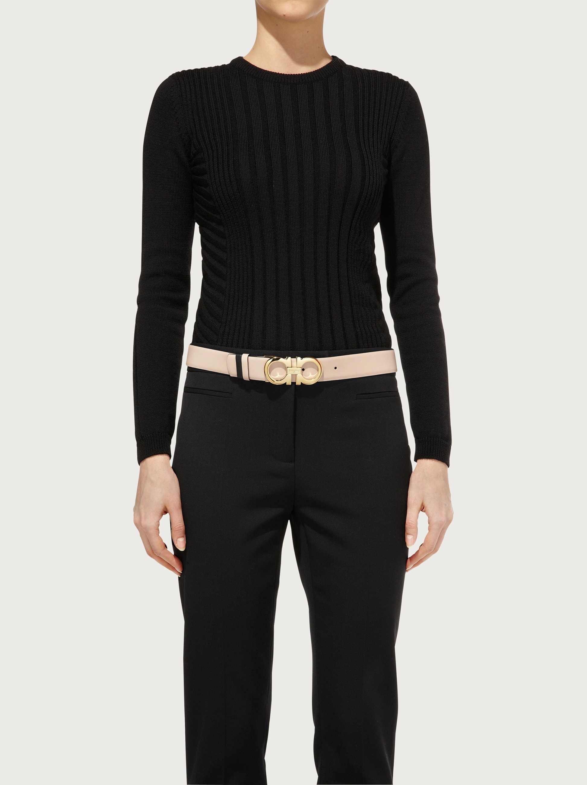 Ferragamo Gancini-buckle Belt In Nude