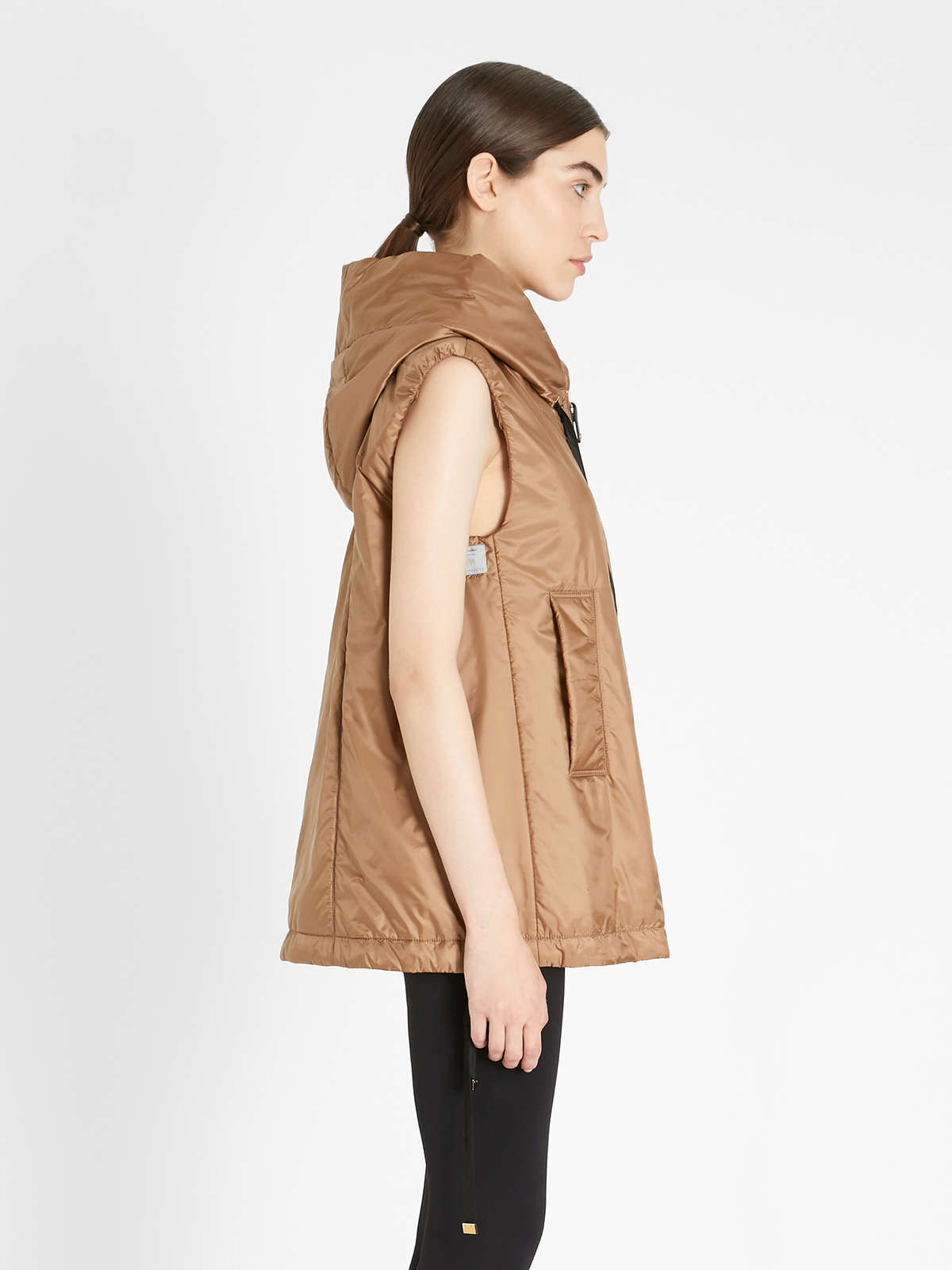 Max Mara Short Hooded Vest In Nude