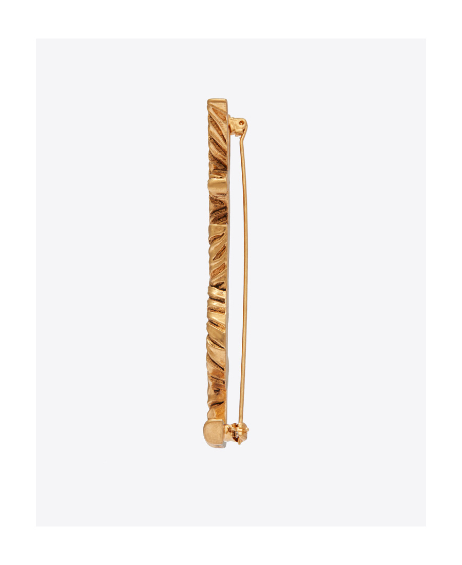 Saint Laurent Hammered Metal Cassandre Single Earring Accessories In Yellow