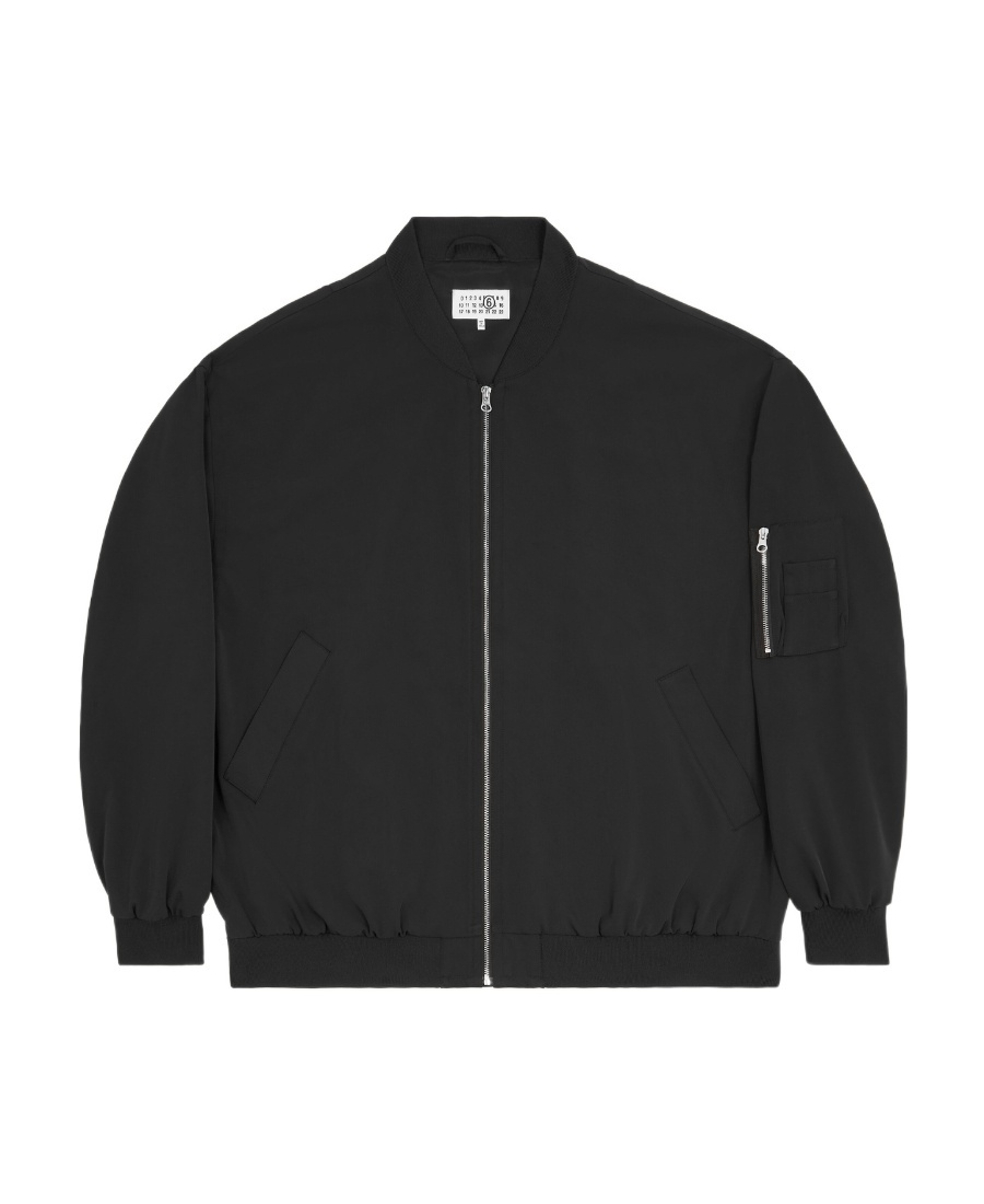 Mm6 Maison Margiela Twill Bomber Jacket In Black