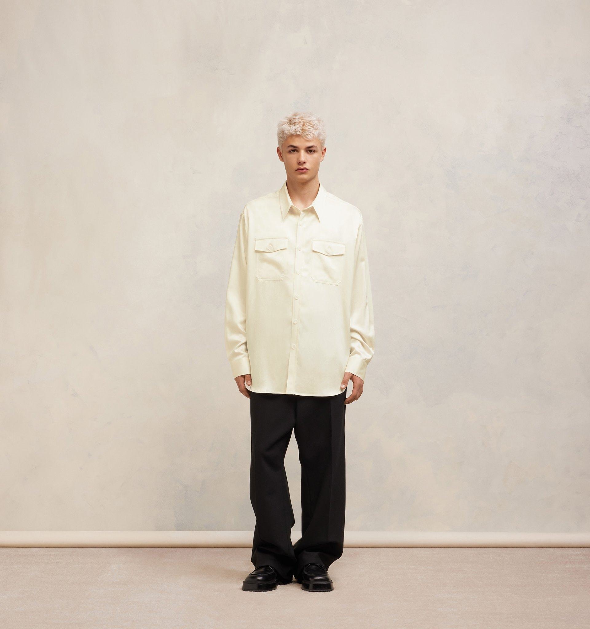 Ami Alexandre Mattiussi Pointed-collar Long-sleeve Shirt In White