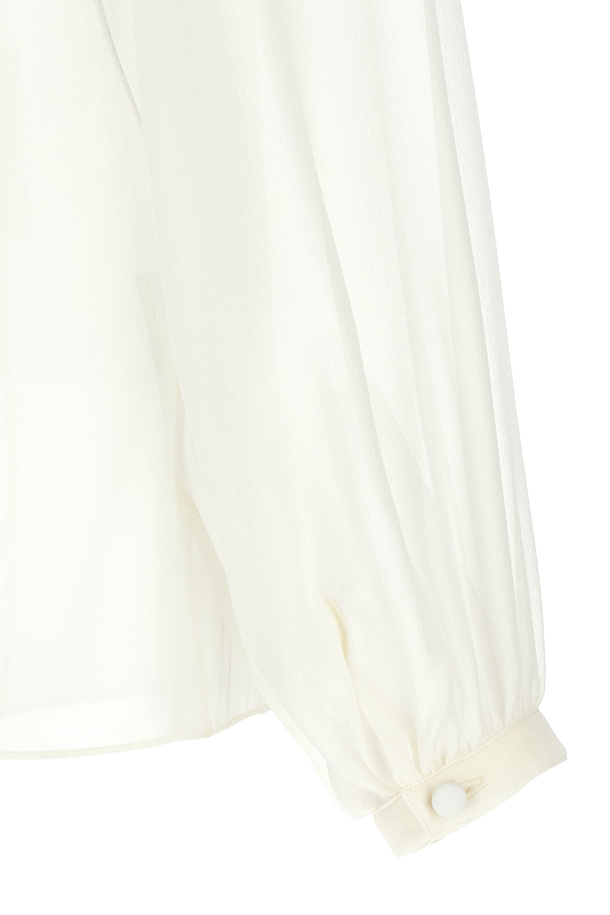 Tom Ford Silk Blouse Sheer Elastic Neckline Long Sleeves In White
