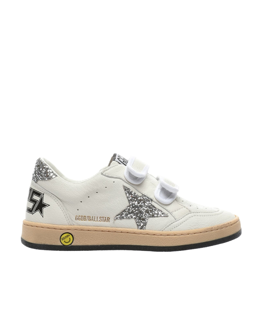 Golden Goose Ball Star White/glitter Platinum Trainer In White