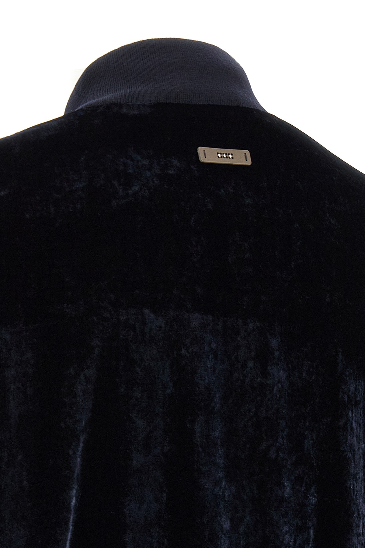 Peserico Washed Viscose Velvet Bomber Sweatshirt In Black