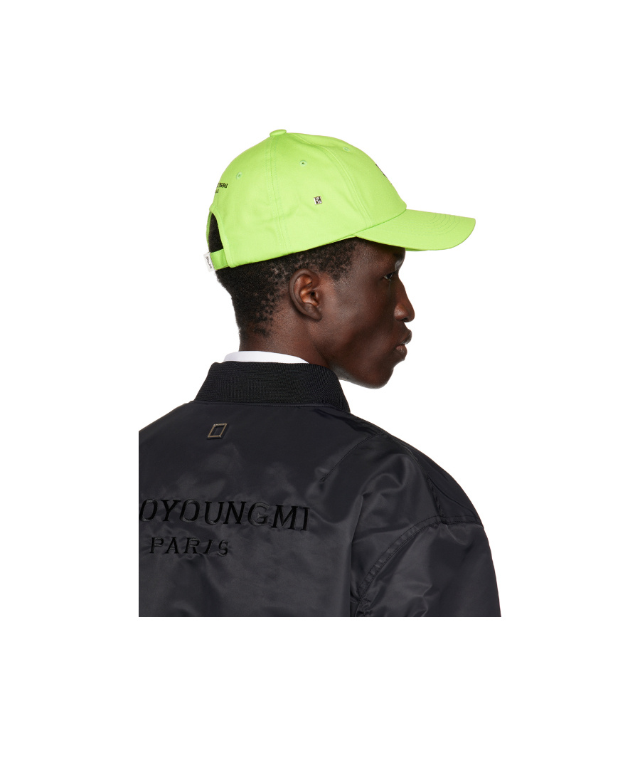 Wooyoungmi Green Embroidered Cap In Black