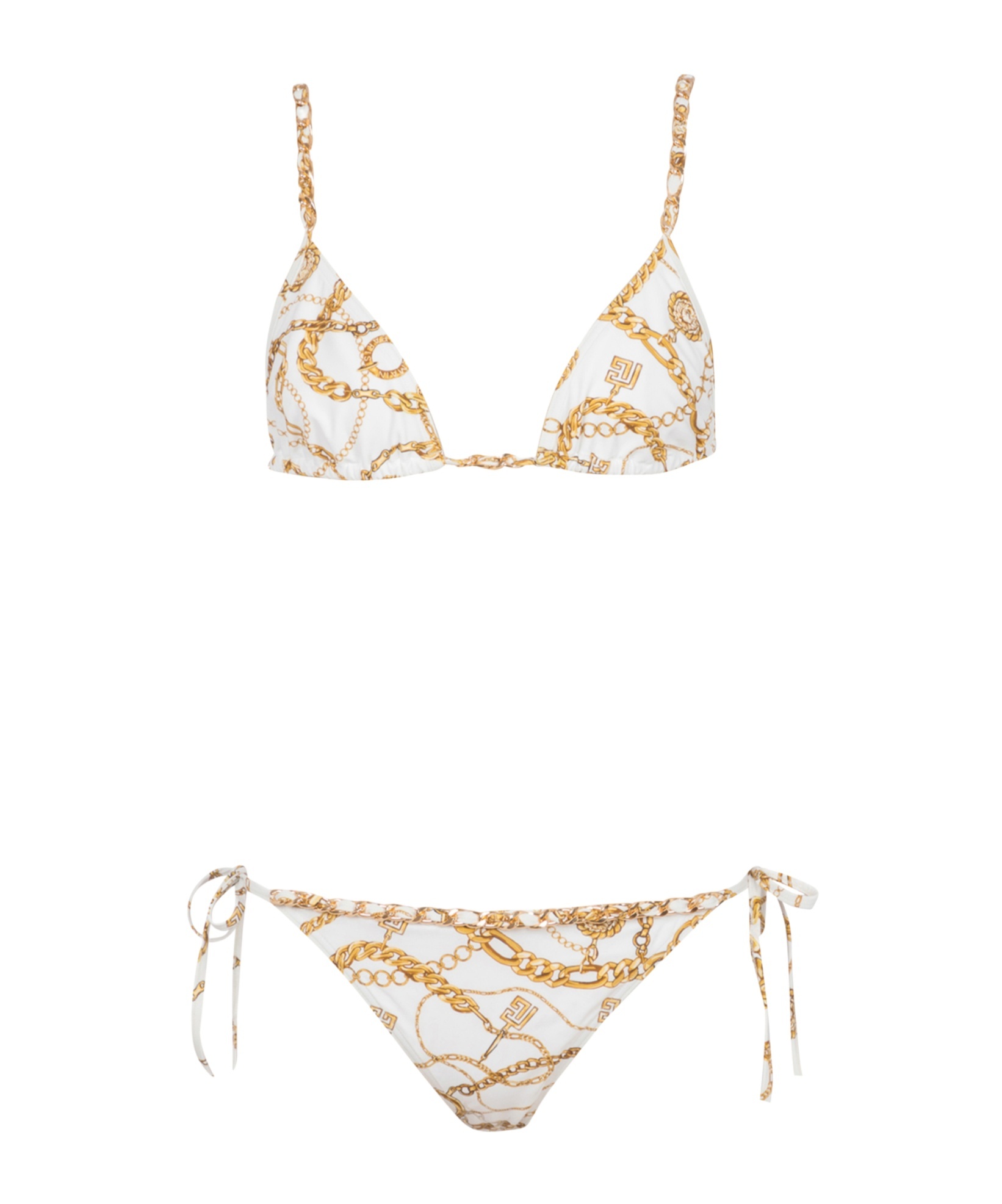 Balmain Chaînes Pattern Printed Two-piece Swimsuit In Gold