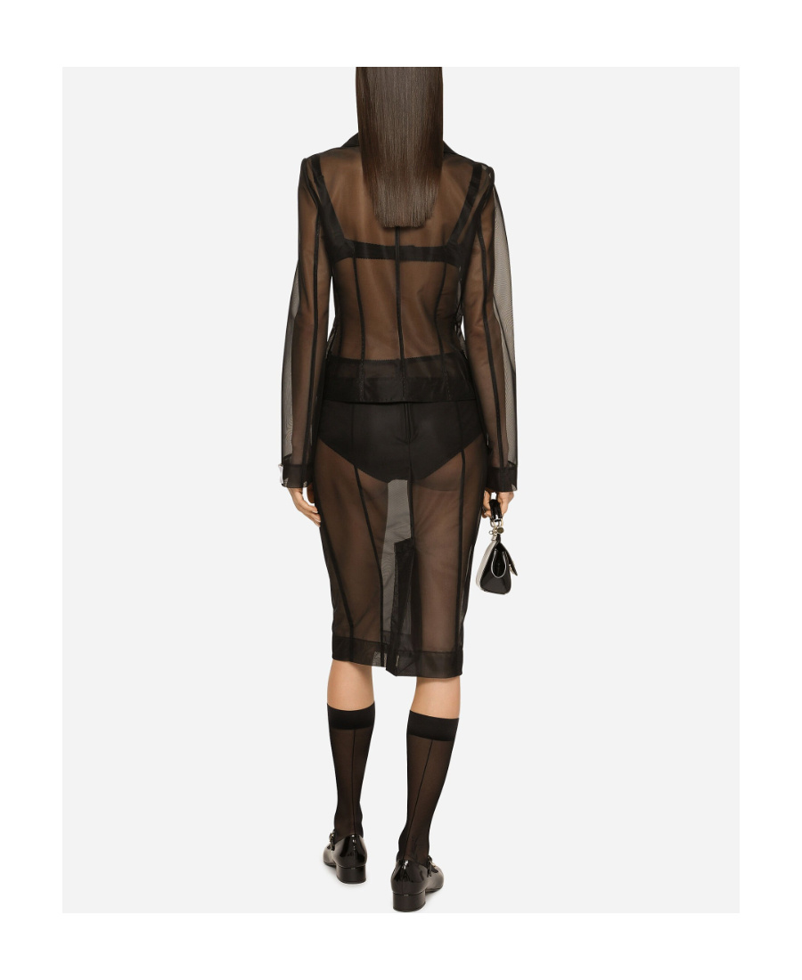 Shop Dolce & Gabbana Sheer Pencil Skirt In Black