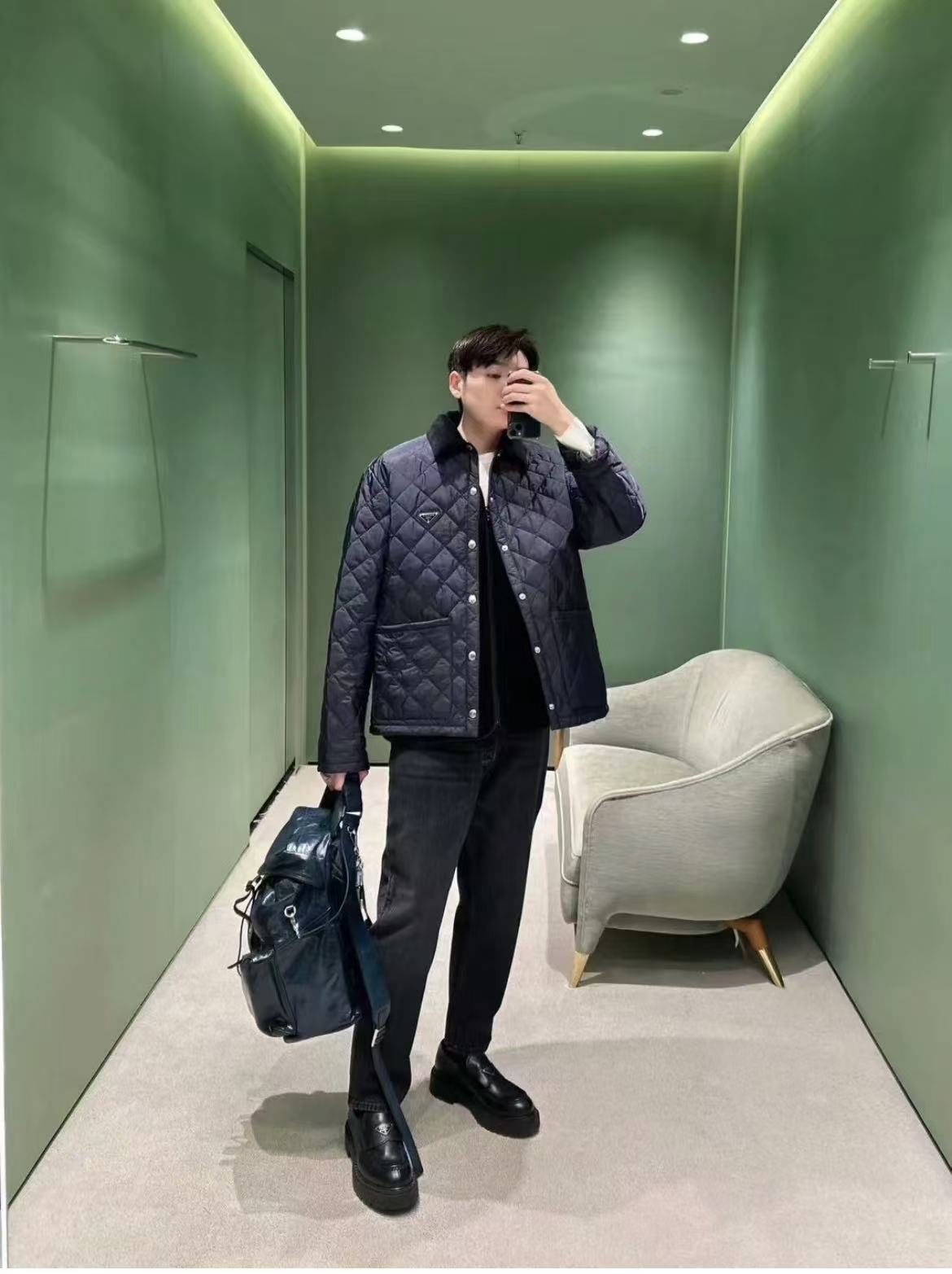 Prada Long-sleeved Casual Jacket In Black