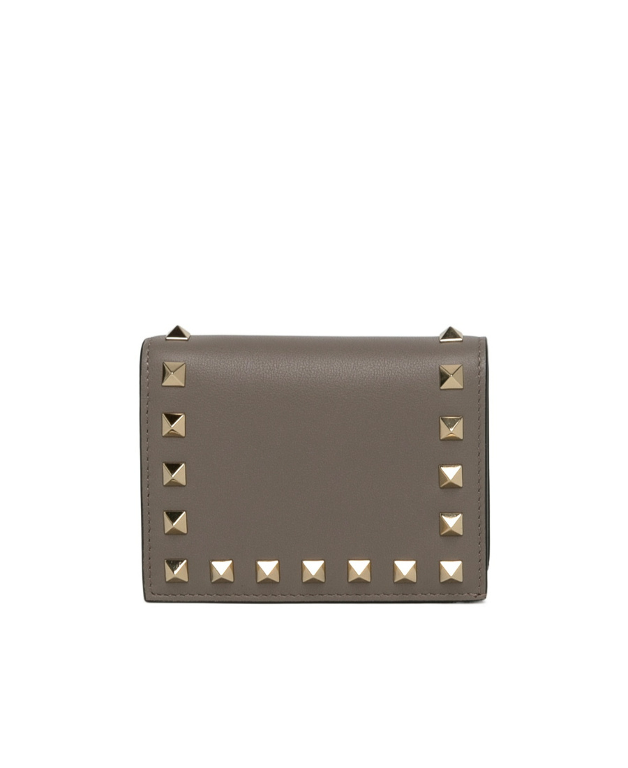 Valentino Small Rockstud Bifold Wallet In Green