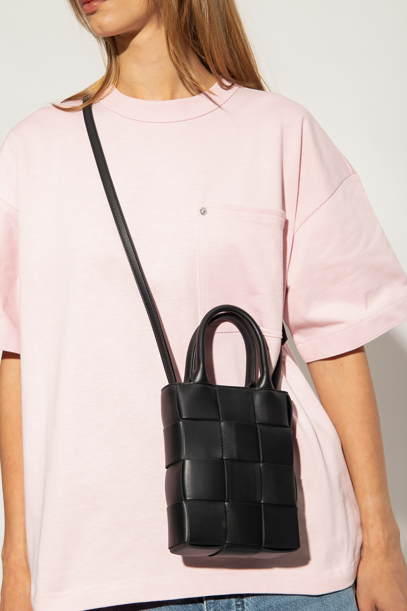 Bottega Veneta Mini Cassette Shoulder Bag In Black
