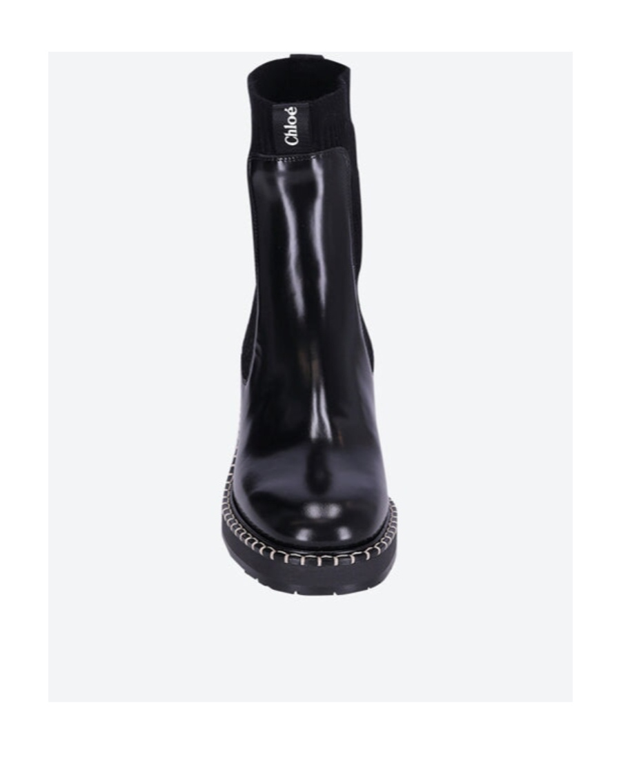 Chloé Noua Decorative-stitch Leather Boots In Black